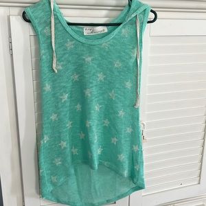 Vintage Havana sleeveless hooded lightweight summer sweater. Sz S